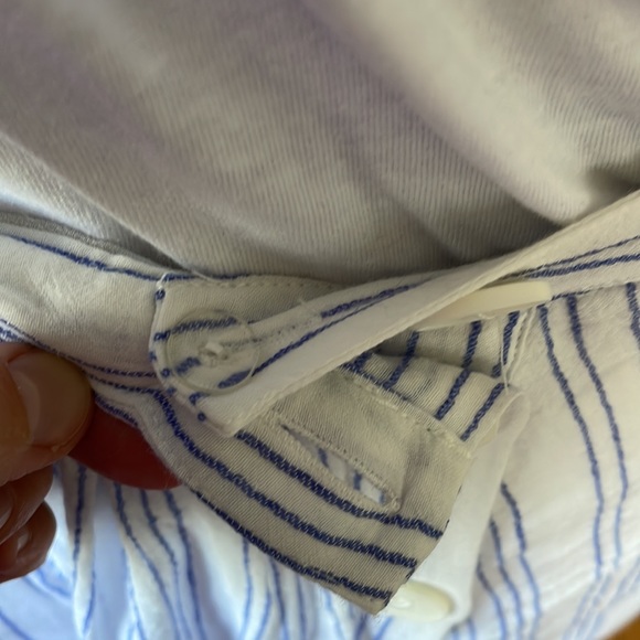 AVEC LES FILLES Striped Pleated Midi Skirt in White/Blue Size-10 - Picture 8 of 9